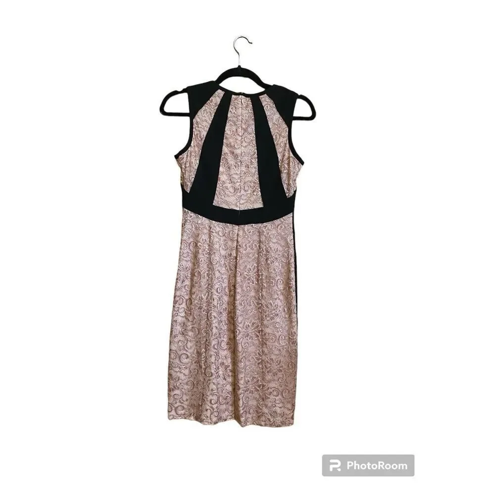 Ivanka Trump Dress Womens 2 Pink Black Sleeveless Metallic - Picture 2 of 9